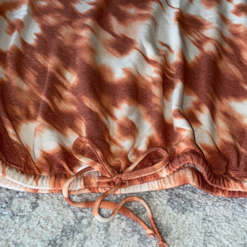 Rust Tie Dye Top With Drawstring Small - image 3